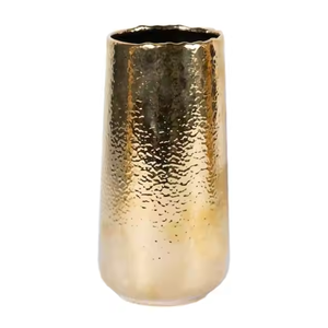 Florero de Metal de aluminio para decoración del hogar de diseño Premium moderno en mesa de oro martillado o decoración de pared para sala de estar y pasillo - Product Image 1