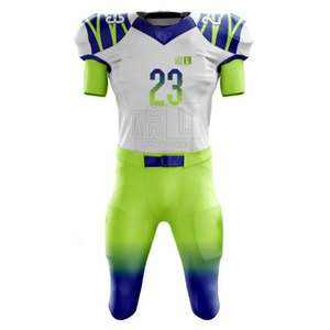 Meilleur uniforme de football américain personnalisé du fabricant avec nom d'équipe respirant à manches courtes sur l'uniforme - Product Image 1