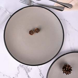 Black-Rimmed Grey Minimalist Dinner <b>Plate</b> Set of 6 10.5 Inch <b>Side</b> <b>Plate</b> Durable Ceramic Customizable for Hotels and Parties - Product Image 4