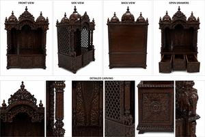 Templo Hindú Pooja Ghar de Madera de Teca con Acabado en Nogal, Tallado a Mano por DST Exports, Swami Narayan Mandir, Precio de Fábrica, Gran Venta en Australia - Product Image 4