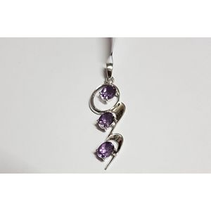 Ciondolo Artigianale in Ametista Naturale per Donne, Argento Sterling 925, Platino, Oro Rosa, Motivo Numerico Cartoon, Charm di <span class=keywords><strong>Shah</strong></span> Gems - Product Image 1