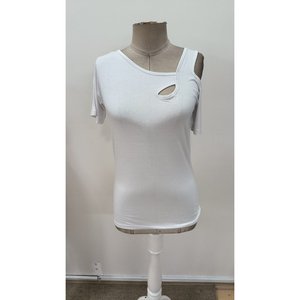 Blusa de Viscosa para Mujer de Jane's, Manga Corta, Cuello Asimétrico, Estilo Casual Moderno para Uso Diario - Product Image 3