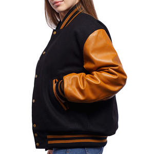 Chaquetas Deportivas Personalizadas al por Mayor para Hombre, Estilo Letterman, con Parches de Lana/Poliéster Bordados en las Mangas, para Invierno - Product Image 5