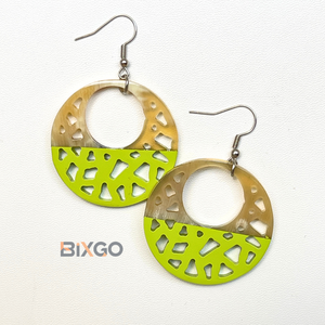 Pendientes de Plata Vintage Hechos a Mano en Vietnam, Media Verde Claro (Verde Com), Laca Personalizada, Venta al por Mayor, Moda para Bodas y Fiestas - Product Image 4