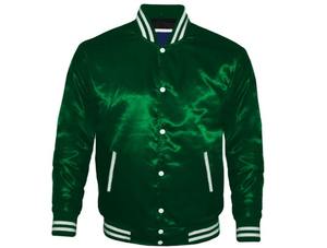 Chaqueta de Béisbol Satinada Personalizada para Hombre al por Mayor 2025, Chaqueta Universitaria de Dos Tonos con Letras Bordadas para Hombre - Product Image 4