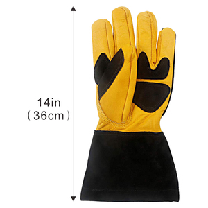 ถุงมือเชื่อมหนังวัวแท้แบบยาว รุ่น SECTG5159 ยี่ห้อ Saleh Enterprises สำหรับงานหนัก ป้องกันความร้อน ทนความร้อนสูง ใช้ได้กับงานเชื่อม TIG/MIG - Product Image 5