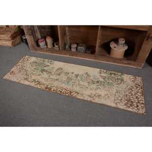 Alfombra de lana turca vintage de 18x6 pies, beige, marrón, clásica, área grande, patrón de retazos tradicional, respaldo de látex para uso en el pasillo - Product Image 3
