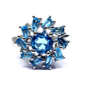 Anillos de piedras preciosas de Topacio azul Natural para mujer, joyería personalizada de Plata de Ley 925, moda hecha a mano - Product Image 5