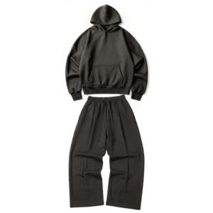 Conjunto de Sudadera con Capucha y Pantalones Holgados para Hombre, Ultra Pesado, 520GSM, Orgánico con Certificación GOTS, Color Gris Volcánico - Product Image 1