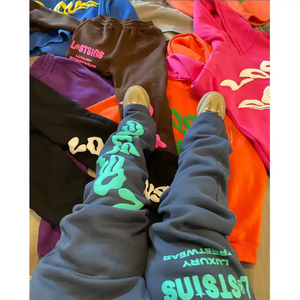 Automne et hiver nouveau survêtement deux pièces sports décontractés de haute qualité avec ensemble de pantalons sweat à capuche impression logo impression bouffante - Product Image 2