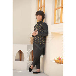 <b>Kids</b> Kurta <b>Pajama</b> and Waistcoat Set <b>for</b> Festive Occasions Royal Style <b>Kids</b> Kurta <b>Pajama</b> with Handcrafted Waistcoat - Product Image 3
