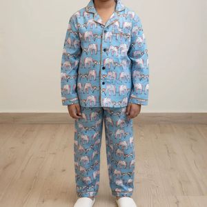 Conjunto de Pijama de Dos Piezas para Niños, 100% Algodón, Manga Larga, Ropa de Dormir Infantil, Diseño Animal, Suave, para Invierno - Product Image 1
