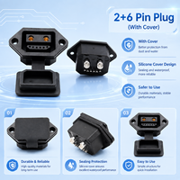 JBoCnt DM60 2+6 Female Socket 50A Panel Mount Connector Gold Plated 8 Pin Hybrid Power Signal Receptacle for E-Bike