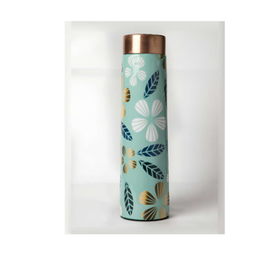 Bouteille d'eau en cuivre personnalisée imprimée de conception fantaisie pour les bienfaits pour la santé et les verres/Bouteille imprimée en cuivre de 300 ml - Product Image 2