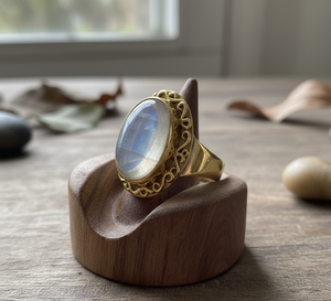 Venta caliente 925 conjunto de bisel de plata piedra lunar piedra preciosa chapado en oro rosa certificado personalizado fiesta banda joyería de mujer OEM tendencia caliente - Product Image 2