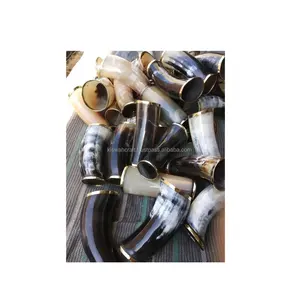 Cuerno Vikingo para Beber Hecho a Mano con Soporte de Metal, Cuerno Natural Tallado en Estilo Náutico de Kiswah Craft - Product Image 5