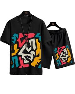 Ensemble short et chemise décontracté 2 pièces pour homme, personnalisé avec logo, respirant, imprimé, 100 % coton, écologique, séchage rapide, vente en gros - Product Image 4