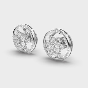 Pendientes de Diamantes Florales Redondos de Lujo en Oro Rosa/Amarillo/Blanco de 9k |   Fabricante de Joyería Fina Personalizada OEM - Product Image 3