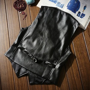 Outwear Biker Leather Waistcoats Mens Clothing Autumn Men Vests <b>Coats</b> Pu Leather <b>Sleeveless</b> Jackets Casual - Product Image 2
