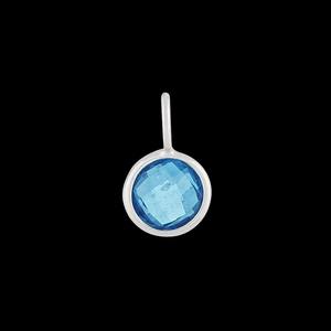Pendentif rond en topaze bleue, pierre de naissance de décembre, pierre précieuse bleu ciel, plaqué or, charme délicat fait à la main, bijoux pour femmes - Product Image 5