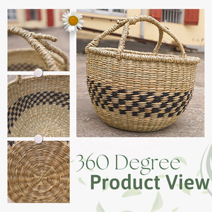 Panier de rangement décoratif en jonc de mer africain fait à la main de haute qualité avec poignée Nouveau design pour une utilisation à domicile dans la cuisine - Product Image 4