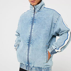 Personnalisé de haute qualité lavé à l'acide surdimensionné en toile dégradée sweat à capuche avec cordon de serrage fermeture éclair denim soleil délavé veste hiver - Product Image 1