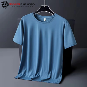 Camiseta lisa de algodón 100% para hombre de alta calidad personalizada del fabricante, camisetas de punto de talla grande, ajuste extragrande, tela de 300 gramos - Product Image 3