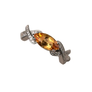 Bague en argent sterling 92.5 faite à la main classique or poli pierre précieuse citrine naturelle à facettes coupe marquise qualité AAA - Product Image 1