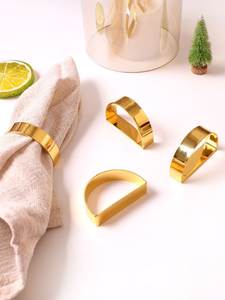 Porte-serviettes personnalisé Forme demi-coupée Design élégant pour vaisselle Décoration de mariage Anneau porte-serviettes avec plaqué or 2025 - Product Image 3