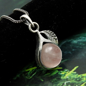Vente chaude 925 pendentif en argent Sterling massif est livré avec coupe ronde Quartz Rose naturel pierres précieuses en gros Boho bijoux pour les femmes - Product Image 2