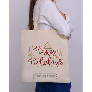 Happy Holliday Christmas Cotton Tote <b>Bag</b> Festive Christmas <b>Bags</b> - Product Image 4