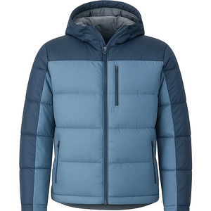 Chaqueta Acolchada Transpirable Ecológica de Estilo Urbano para Hombre, Chaqueta de Invierno con Capucha de Alta Calidad, Cierre de Cremallera Frontal con Logotipo, Diseño Sólido - Product Image 1