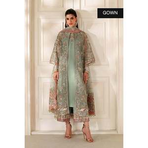 Embroidered <b>Net</b> Unstitched <b>Fabric</b> A-Line Elegant Mother of Bride Dress Material - Product Image 4