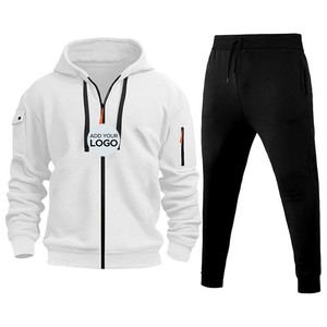 Personalizable con capucha Casual Sólido Hombres Fleece Chándal Conjunto Gimnasio - Product Image 1