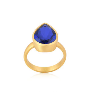 Bague en laiton dernier modèle bijoux tendances vente en gros de doublet quartz tanzanite bague en pierres précieuses pour femme cadeau pour elle - Product Image 1