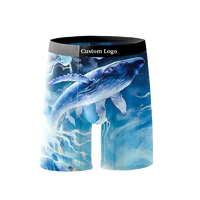 Sous-vêtements pour hommes, boxers courts avec motif de baleine, option de conception personnalisée et tissu léger et confortable