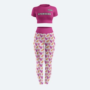 Conjunto Deportivo Personalizado de Leggings y Top Corto de Punto Casual para Mujer, Sublimación por Transferencia de Calor, Transpirable, de Secado Rápido, Personalizado para Equipos - Product Image 1