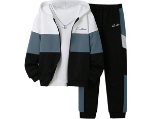 Ensemble survêtement d'hiver pour homme sur mesure en gros, coupe-vent, veste de sport, fermeture éclair, vêtements de sport, 100% coton - Product Image 1