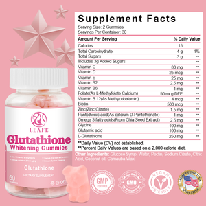 Private Label Glutathion Aufhellende Haut-Gummibärchen Gesundheitsergänzung Erwachsenen-Schönheits-Gummibärchen Hautaufhellende Gummibärchen - Product Image 4