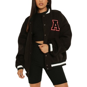 Invierno hombres mujeres letra bordado béisbol Varsity chaqueta Hip Hop lana abrigo grueso cálido Letterman mujer Varsity chaqueta - Product Image 2