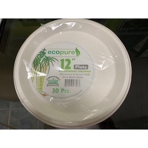 EcoPure 12 Assiettes jetables rondes biodégradables et compostables pour fêtes et restaurants - Product Image 1