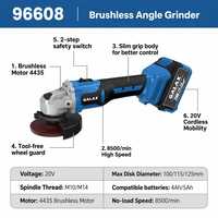 Meuleuse d'angle sans fil 20V, sans balais, rechargeable, pour la découpe et le polissage des métaux