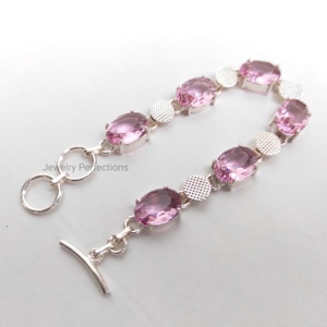 Haute Qualité Tendance Rose Quartz Cristal Facettes Coupe Argent Réglable Bracelet De Mode Chaîne Lien Bijoux Diamant Or Usine - Product Image 5