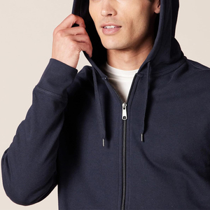Hombres Sudadera con capucha de gimnasio en negro al por mayor de encargo de lana de algodón básico liso teñido hombres cremallera Sudadera con capucha - Product Image 3