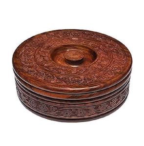 Wood Chapati <b>Box</b> Casserole <b>Hot</b> Pot Acacia Wooden With Lid <b>Food</b> Warmer at Wholesale Price Home Hotel Restaurant Used. - Product Image 4