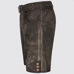 Pantalones cortos bávaros de cuero de ante de vaca hechos a medida con cinturón a la venta ahora cintura elástica cómoda - Product Image 2