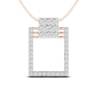 Colgante de Diamante de Corte Redondo Estilo Cuadrado Profesional, 0.91 Ct, Color E-F, VVS-VS, Diamante Cultivado en Laboratorio en Oro de 14K, para Uso Diario, Regalo - Product Image 1