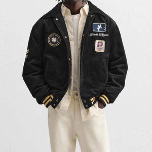 Veste rétro en coton velours côtelé tendance pour hommes Pilote d'hiver de haute qualité Coupe ample décontractée avec col montant Marque de baseball pour hommes - Product Image 5