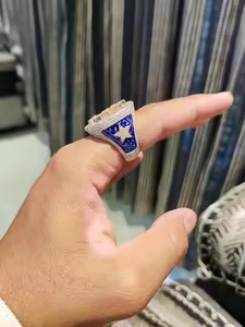 Impresionante anillo cruzado de Jesús de diamante redondo de laboratorio Natural de estilo cristiano Hip Hop completamente helado en tienda de oro amarillo de 18K 22K - Product Image 2