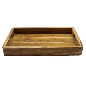 Modern Rectangle Wood Handcrafted High Quality Food <b>Serving</b> <b>Tray</b> <b>Large</b> Size Hole Handle Brass Accents Home Decor for Weddings - Product Image 1
